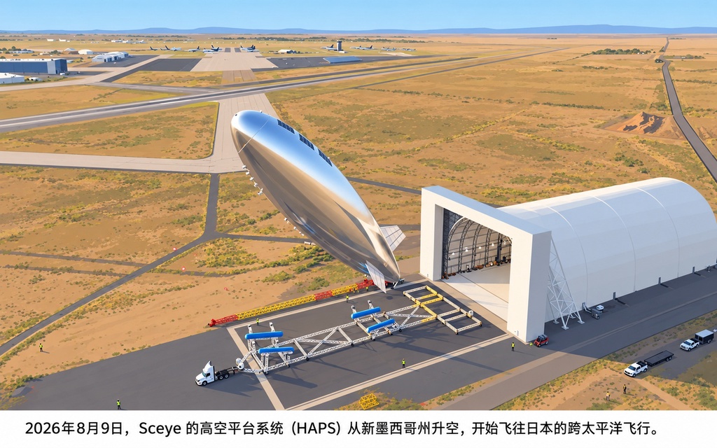 为测试空中基站，平流层飞艇从美国飞往日本