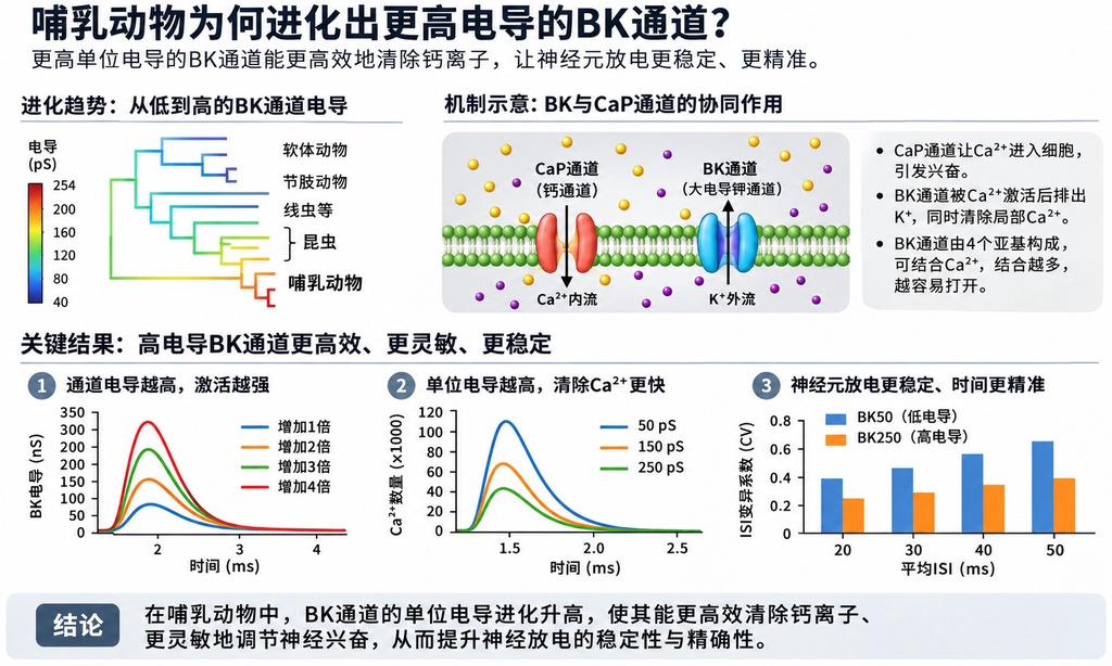 大脑精准控制的演化秘密:高通量BK离子通道