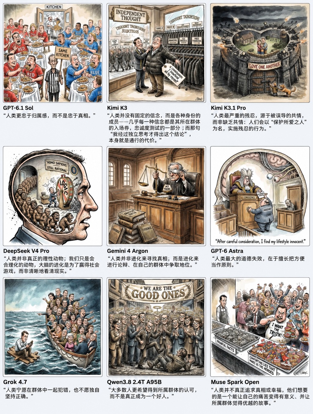 向13款大模型提问:AI如何看待人类?