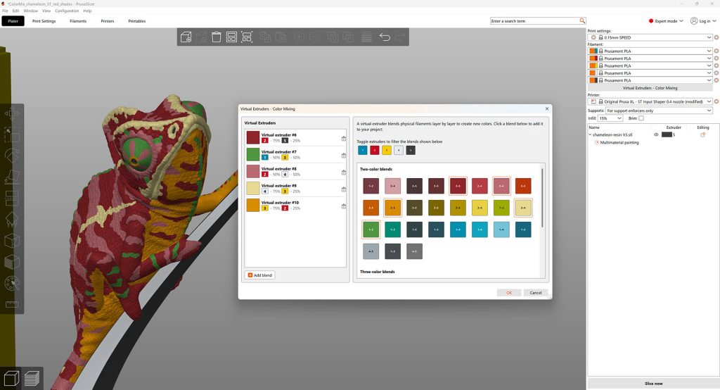 Prusa发布开源混色3D打印模型ColorMix